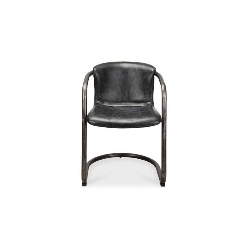 Benedict Dining Chair Grazed Onyx Black Leather -Set Of Two