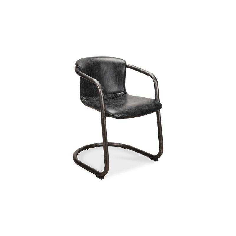 Benedict Dining Chair Grazed Onyx Black Leather -Set Of Two