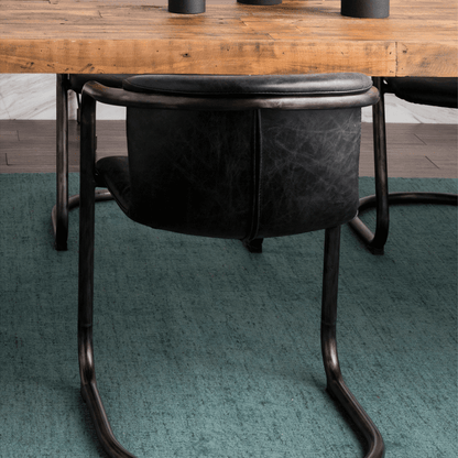 Benedict Dining Chair Grazed Onyx Black Leather -Set Of Two