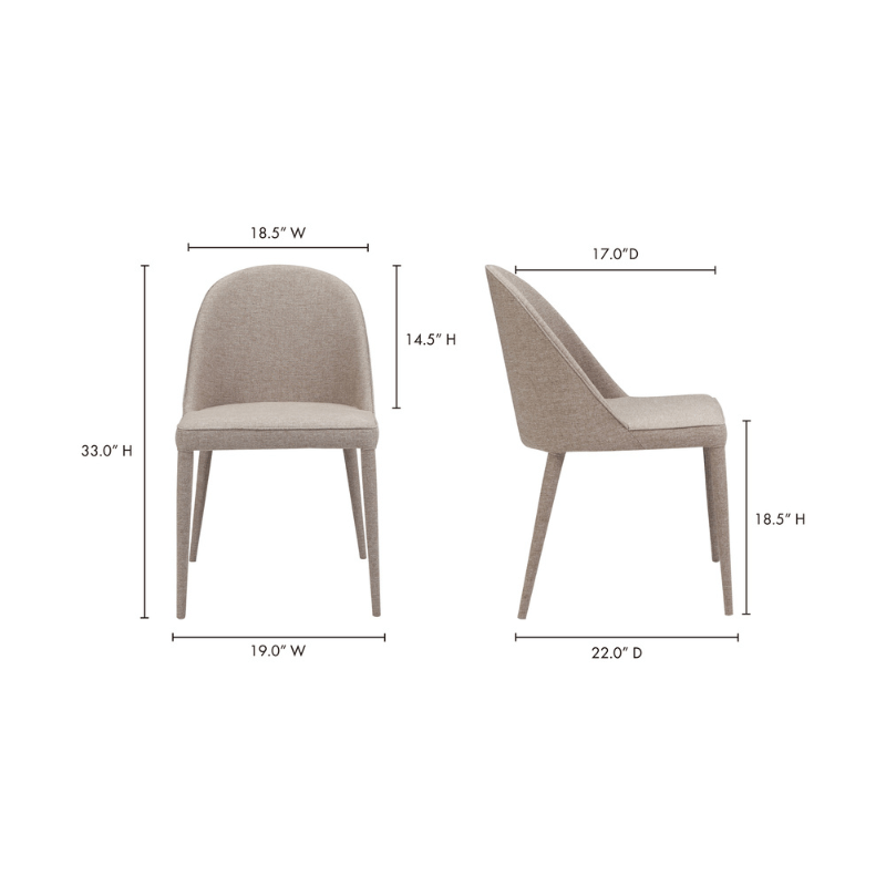 Burton Dining Chair Light Grey - Set Of Two